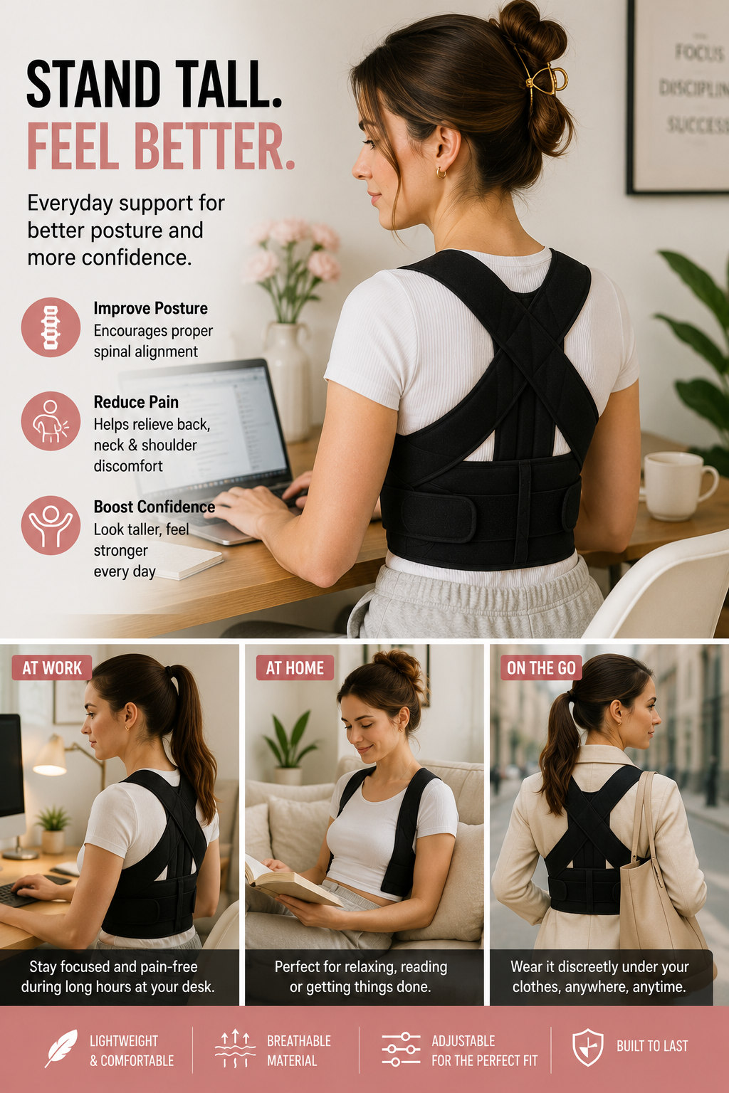 AlignWell Adjustable Posture Corrector & Lumbar Support Brace