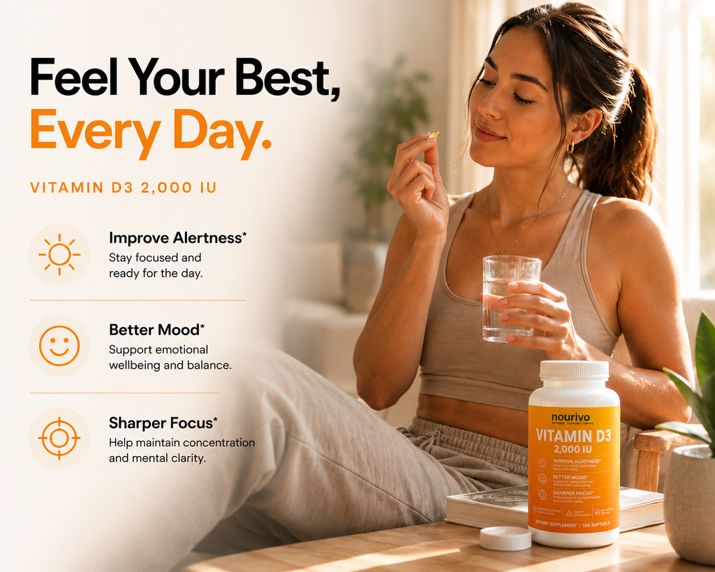 Nourivo Vitamin D3 2,000 IU | Daily Immune, Mood & Energy Support