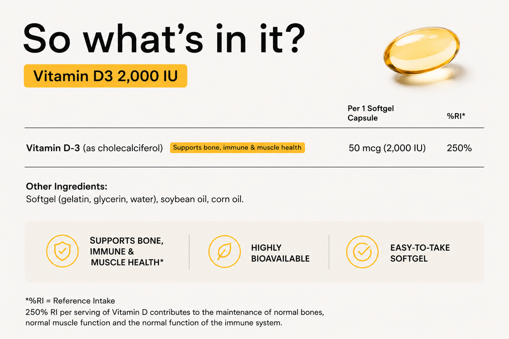 Nourivo Vitamin D3 2,000 IU | Daily Immune, Mood & Energy Support